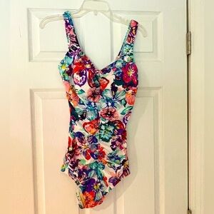 ROSE MARIE REID one-piece rouched swimsuit in floral print - 14